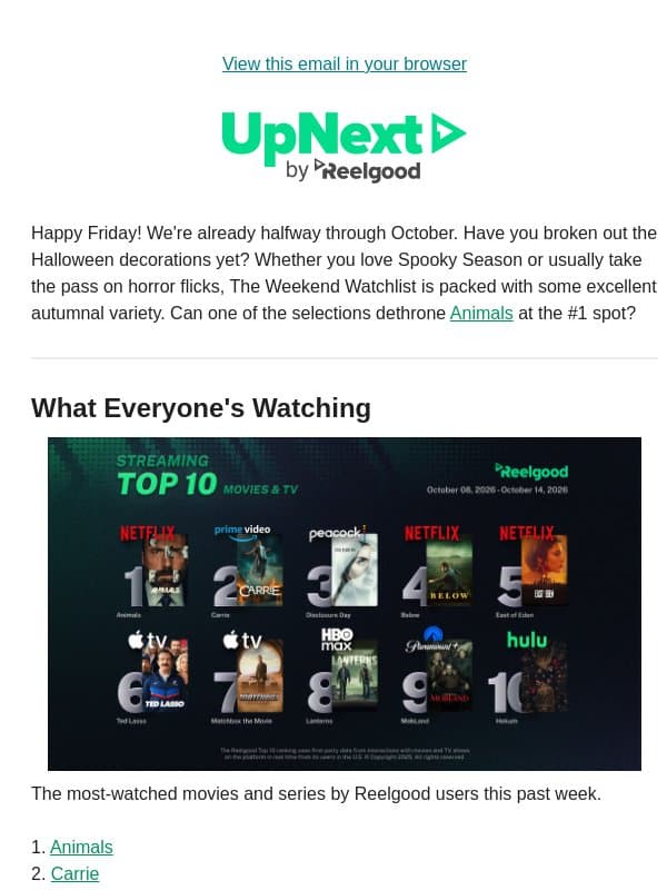 Mid-Month Movie Madness! email from Reelgood