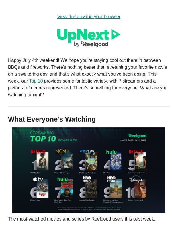 New month, new movies πΏ email from Reelgood