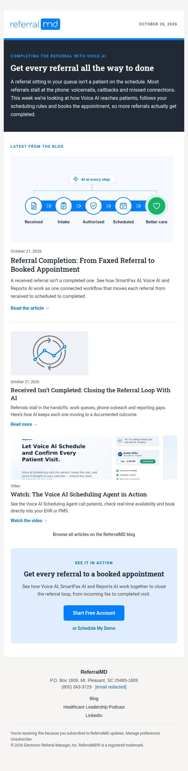 Your referrals are stuck on hold email from ReferralMD screenshot