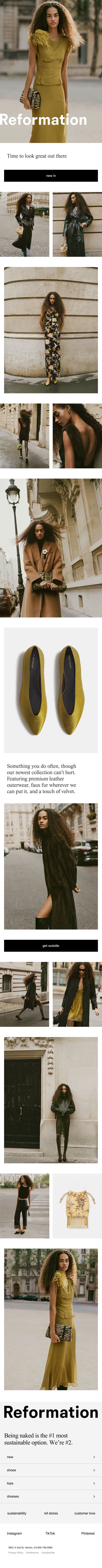 THE OCTOBER COLLECTION email from Reformation screenshot