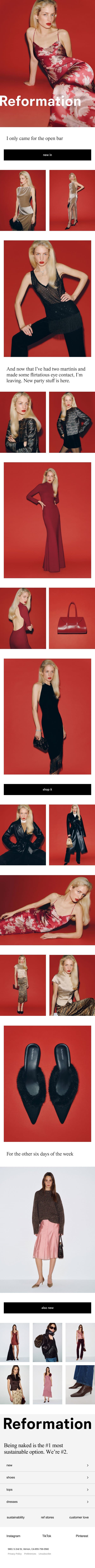 PARTY SEASON email from Reformation screenshot