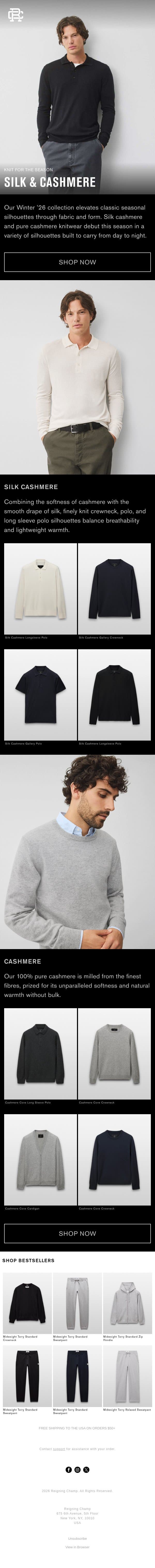Knit for the Season email from Reigning Champ screenshot