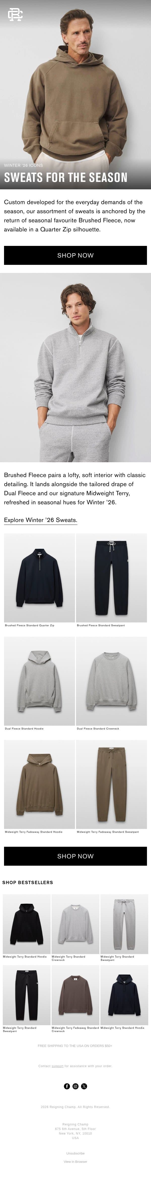 Winter ’26 Icons email from Reigning Champ screenshot