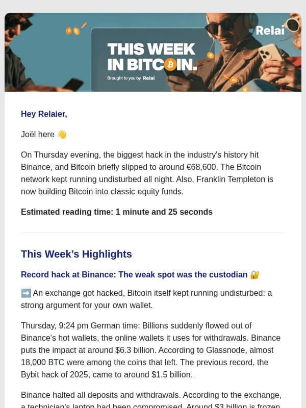 🔵 Binance Hacked, Bitcoin Keeps Running: What It Means for You email from Relai