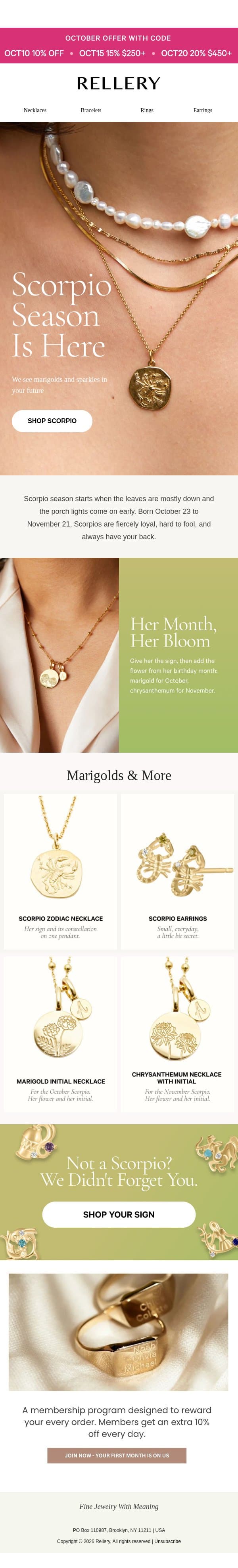Scorpio season (not a Scorpio? We didn't forget you) email from Rellery screenshot
