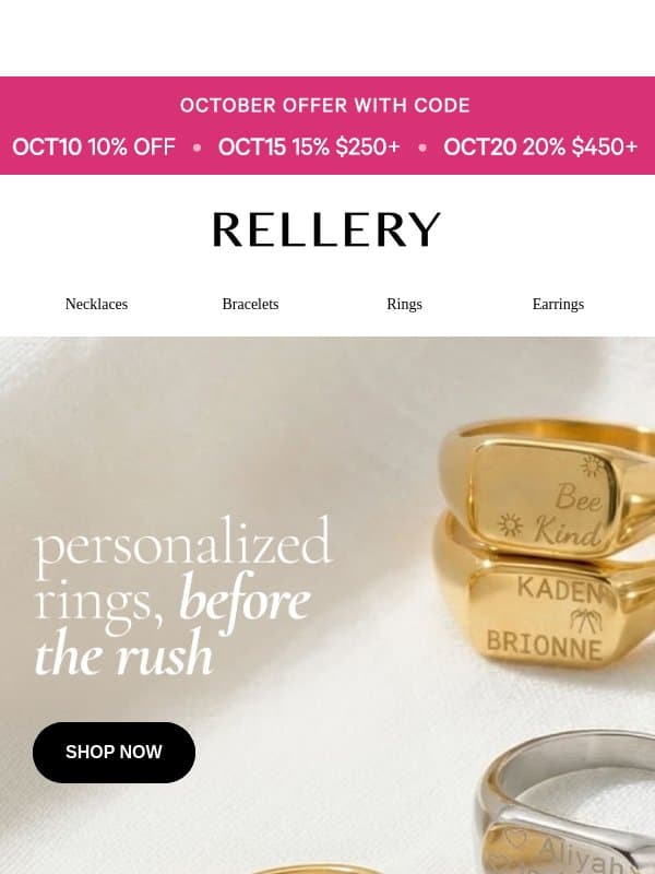 engraved rings take longer. here's the timeline. email from Rellery