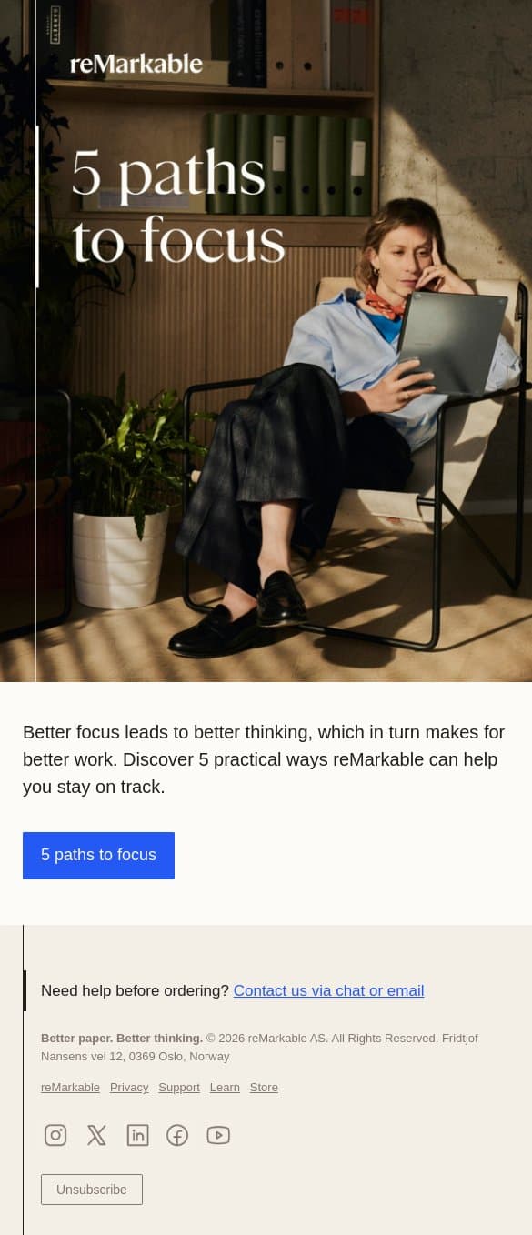 They key to better focus email from reMarkable screenshot