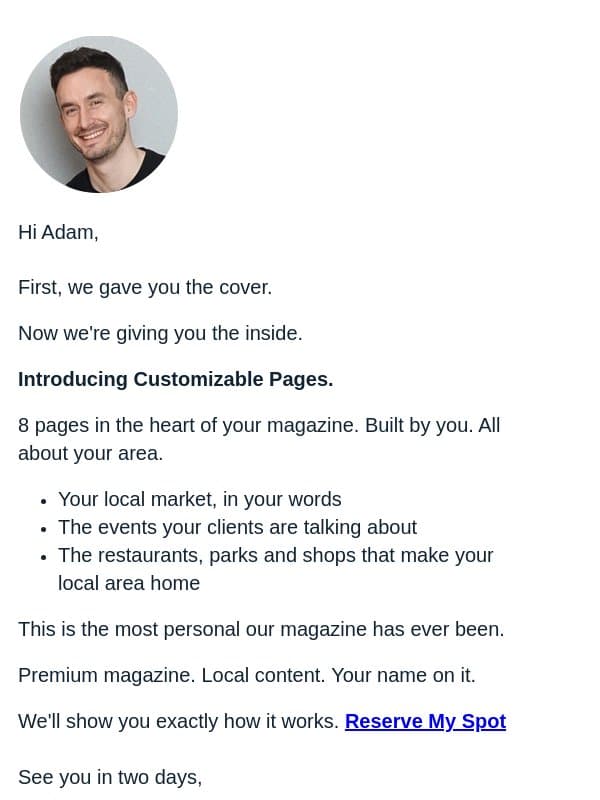 8 pages. All local. All yours. email from ReminderMedia