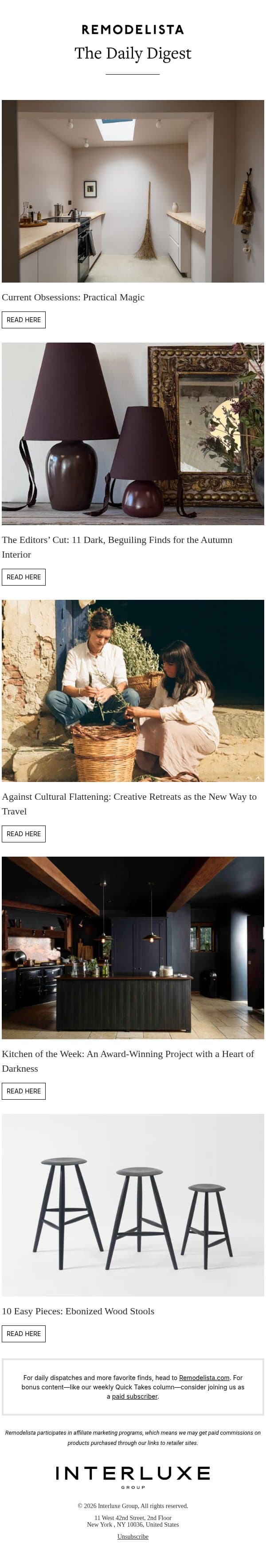 Current Obsessions: Practical Magic email from Remodelista screenshot
