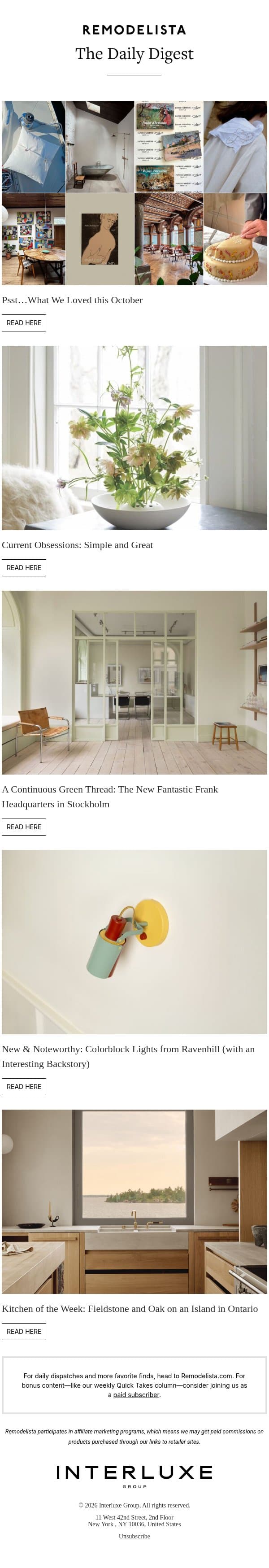 Psst…What We Loved this October email from Remodelista screenshot
