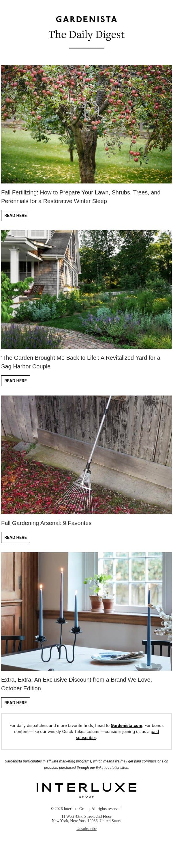 Fall Fertilizing: How to Prepare Your Lawn, Shrubs, Trees, and Perennials for a Restorative Winter Sleep email from Remodelista screenshot