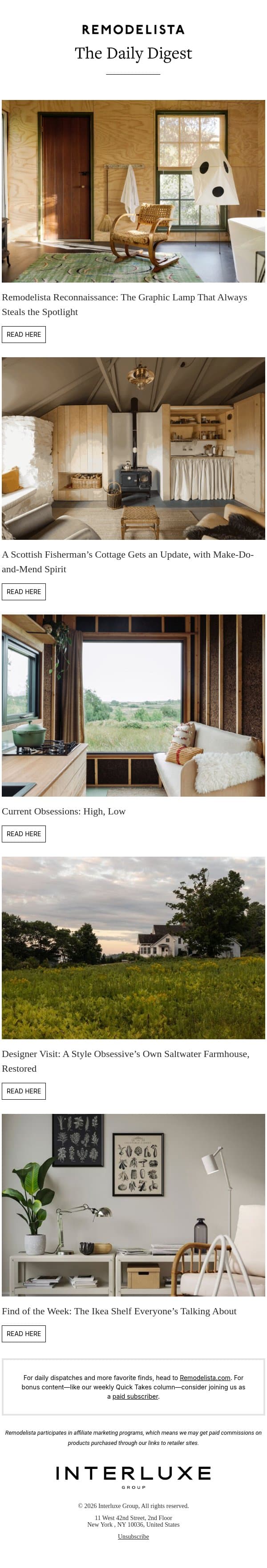 Remodelista Reconnaissance: The Graphic Lamp That Always Steals the Spotlight email from Remodelista screenshot