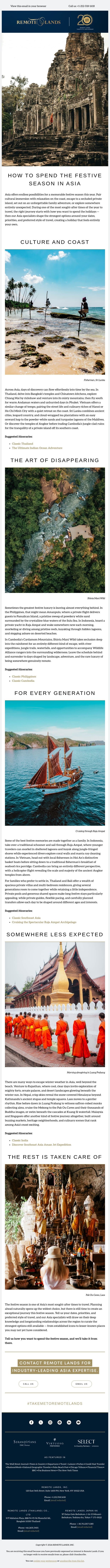 How to Spend the Festive Season in Asia email from Remote Lands screenshot