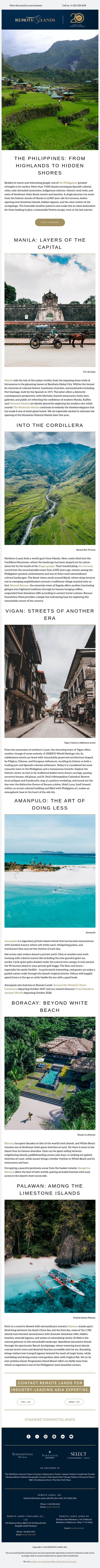 The Philippines: From Highlands to Hidden Shores email from Remote Lands screenshot