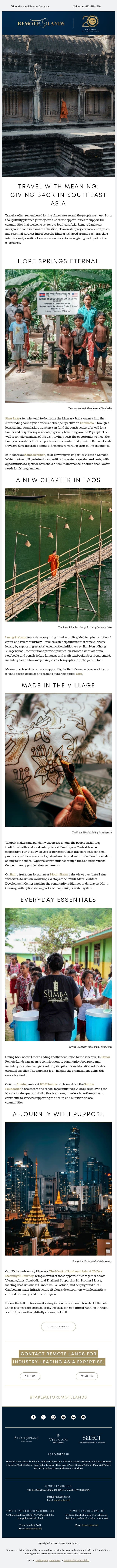 Giving Back in Southeast Asia: Beyond the Journey email from Remote Lands screenshot