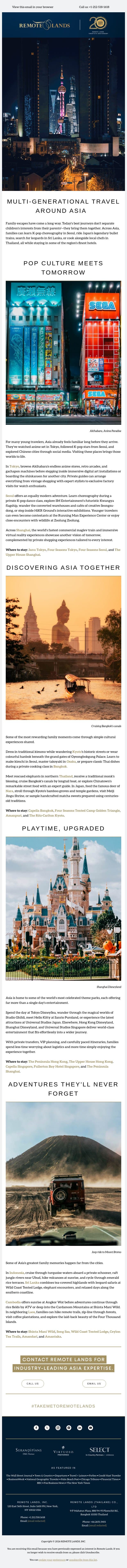 Asia For Families email from Remote Lands screenshot