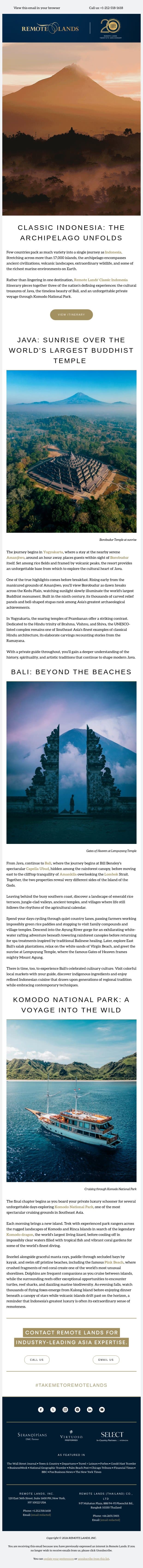 Classic Indonesia: The Archipelago Unfolds email from Remote Lands screenshot