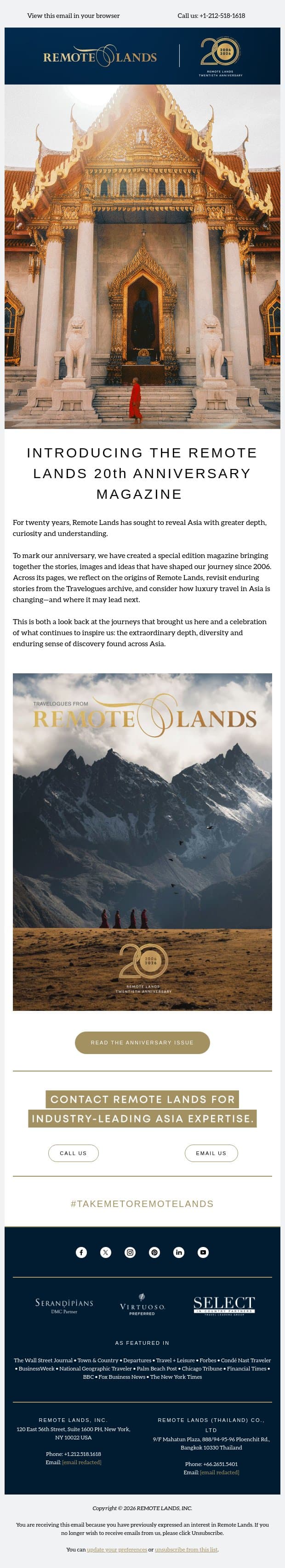 Twenty Years of Exploring Asia email from Remote Lands screenshot
