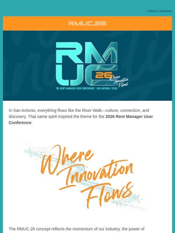 The RMUC.26 Theme is Here 👀! email from Rent Manager