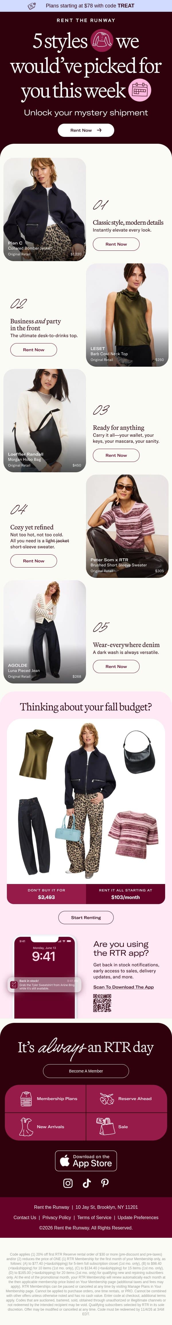 Open for your curation email from Rent The Runway screenshot