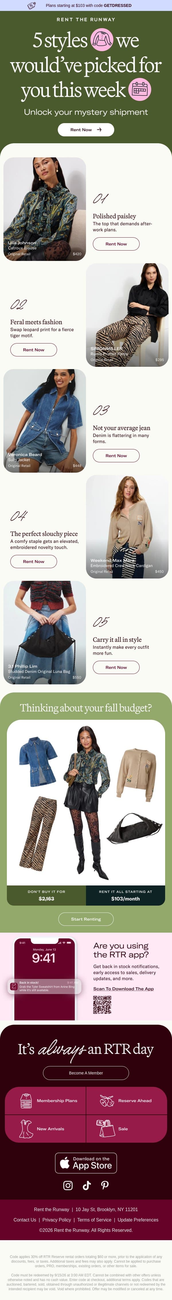Open for your new shipment email from Rent The Runway screenshot