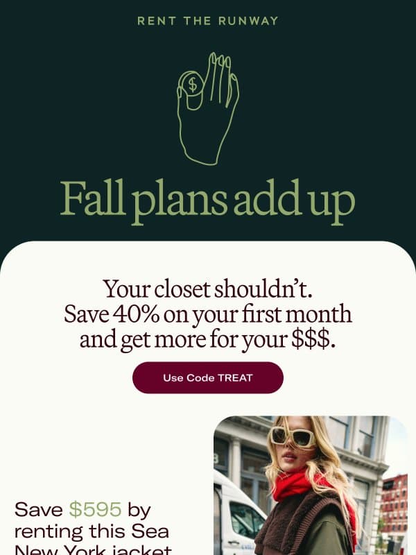 Math class is in session email from Rent The Runway
