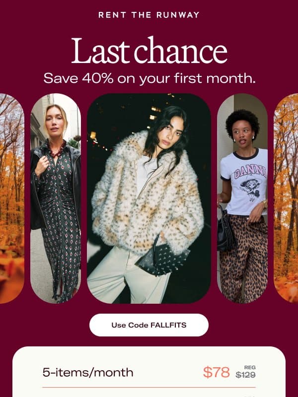 FINAL HOURS: 40% off email from Rent The Runway