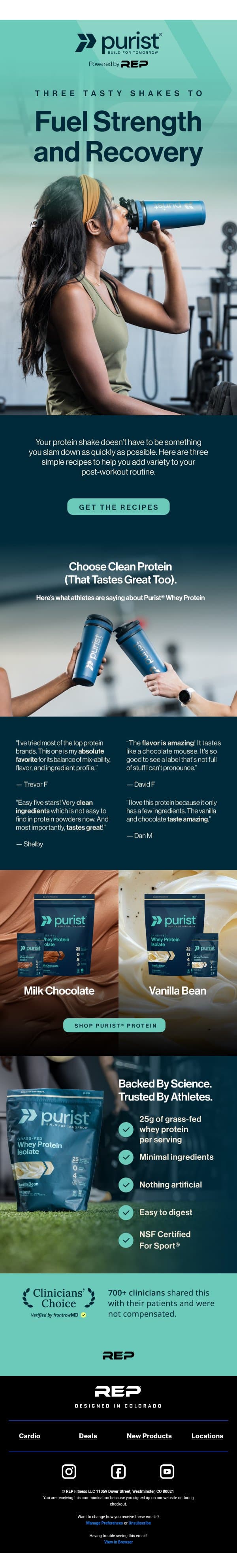 Bored Of Your Post-Workout Shake? Try This. email from Rep Fitness screenshot