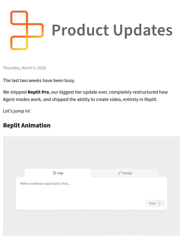 π February Replit Product Updates email from Replit Ghostwriter