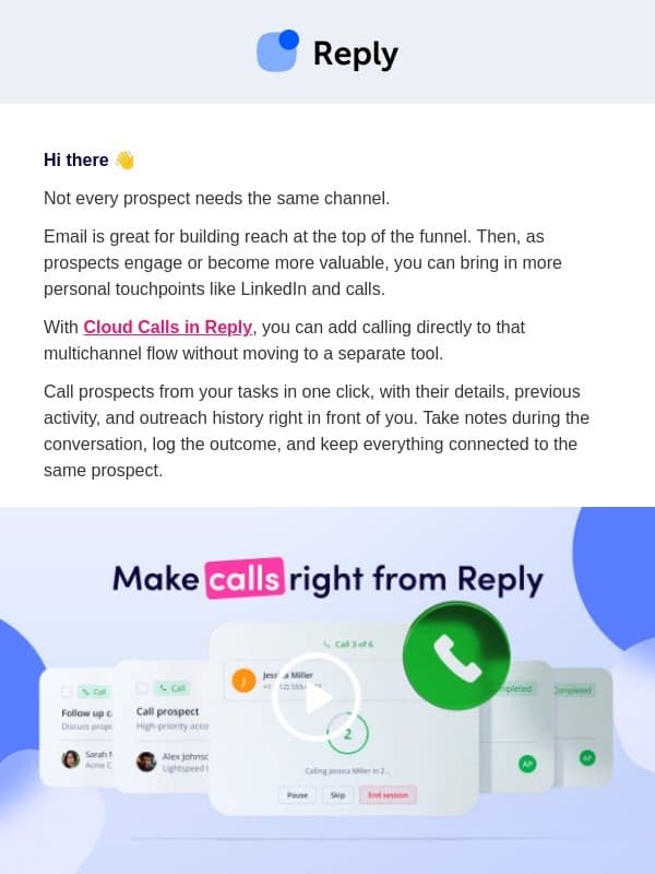 ☎️ Add calls to your multichannel outreach with Reply email from Reply.io