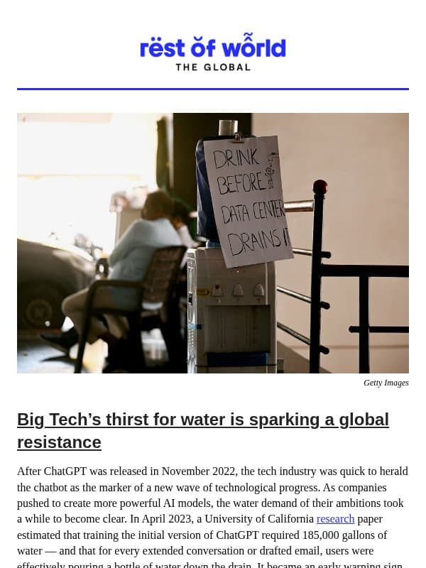 Big Tech’s thirst for water is sparking a global resistance email from Rest of World