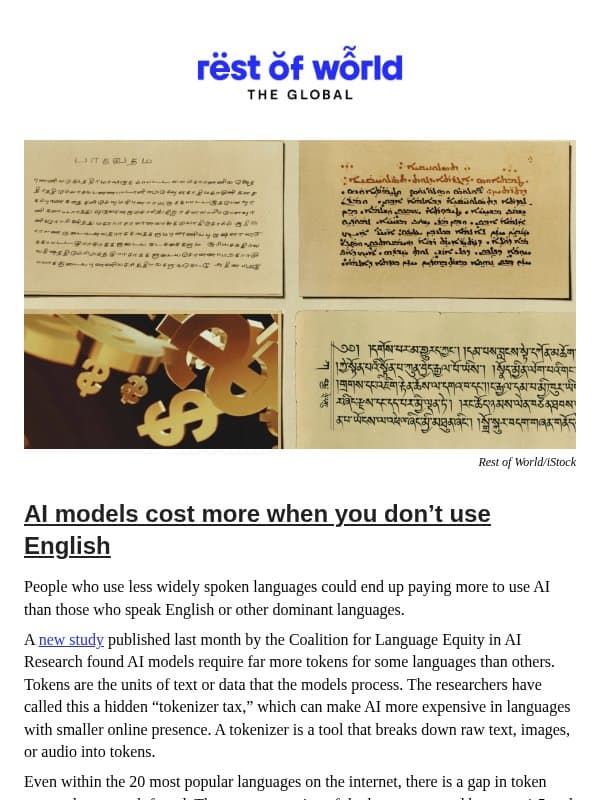 AI models cost more when you don’t use English email from Rest of World