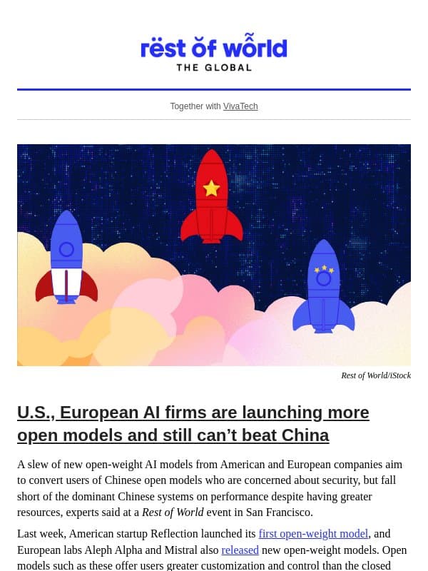 Why Western open-weight AI models still can’t beat China email from Rest of World