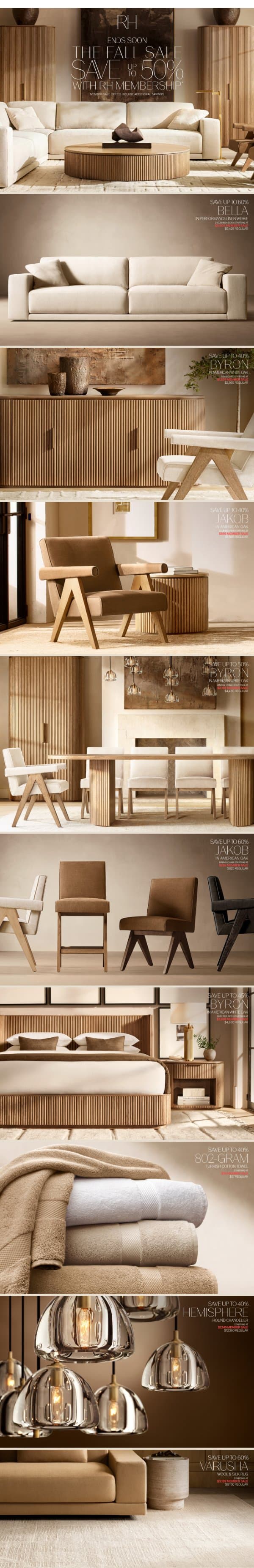 Save Up to 50% During the Fall Sale. Ends Soon. email from Restoration Hardware screenshot