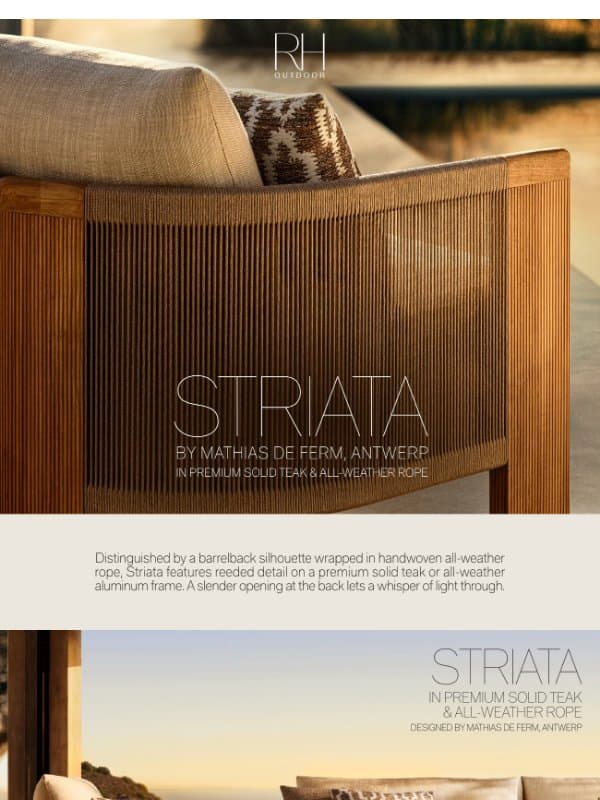 Explore Outdoor Collections in Premium Solid Teak email from Restoration Hardware