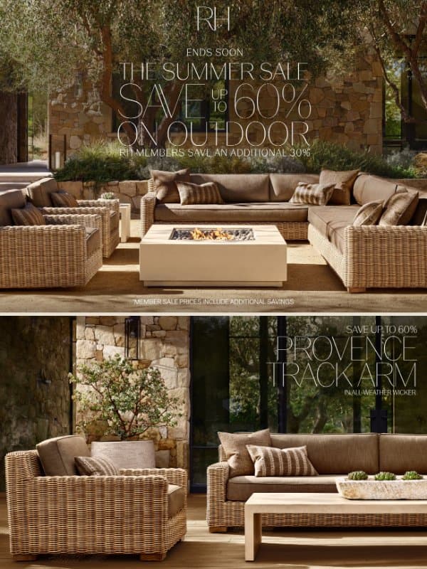 Savings Up to 60% on Outdoor Ends Soon email from Restoration Hardware