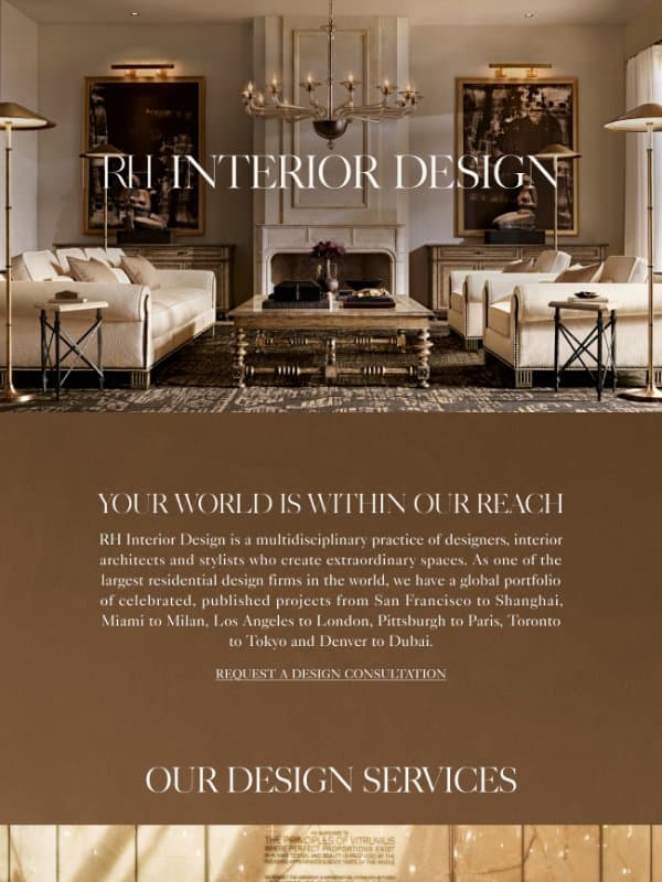 RH Interior Design. Your Home, Reimagined. email from Restoration Hardware