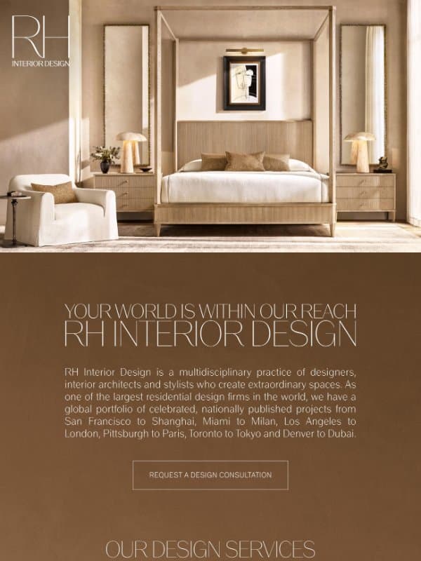 RH Interior Design. All You Have to Do Is Imagine. email from Restoration Hardware