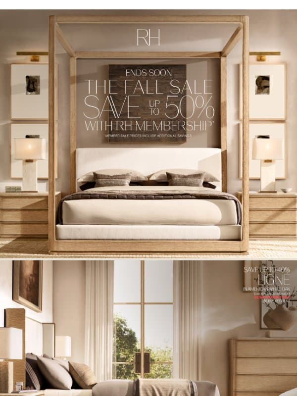 Enjoy Up to 50% Off Bedroom, Bath, Living & More email from Restoration Hardware