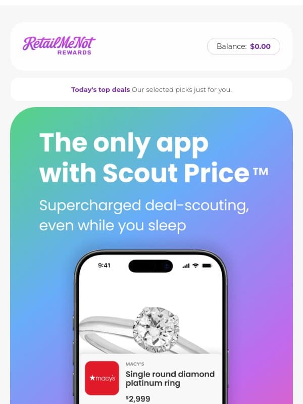 Scout Price™ does the math for you email from RetailMeNot