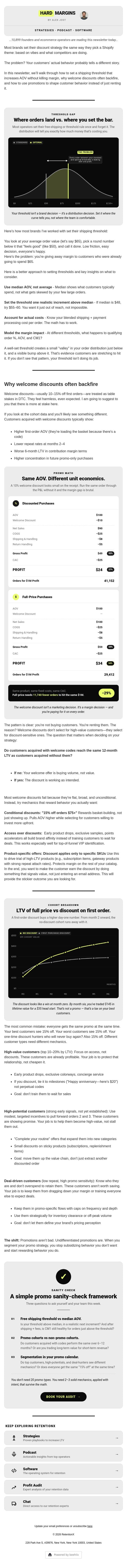 Part 10: Is your welcome discount & shipping policy killing profit? email from RetentionX screenshot