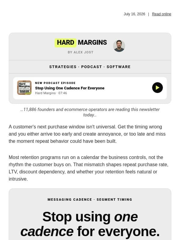 Stop Using One Cadence For Everyone email from RetentionX