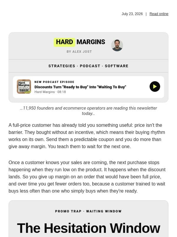 Discounts Turn “Ready to Buy” into “Waiting to Buy” email from RetentionX
