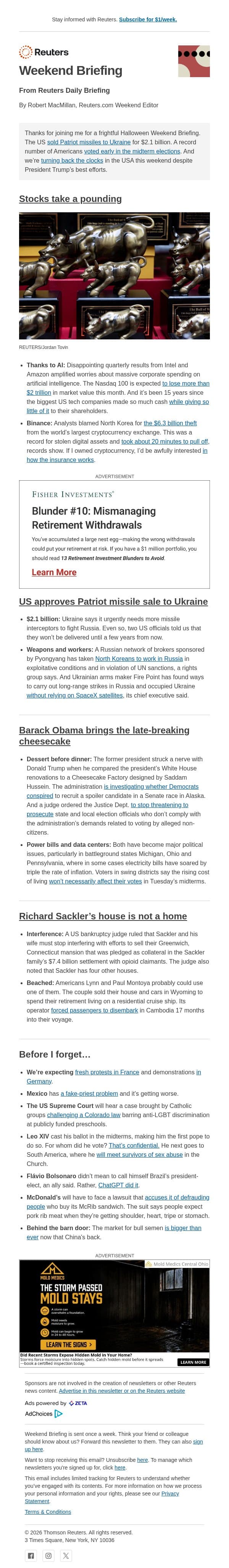 Who’s afraid of the big bad AI trade? email from Reuters screenshot