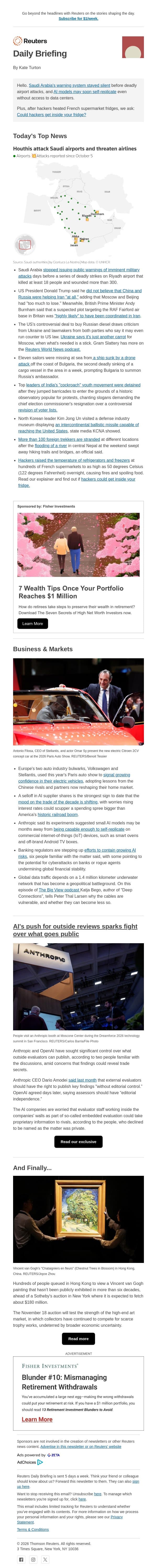 Why warnings went silent in Riyadh email from Reuters screenshot