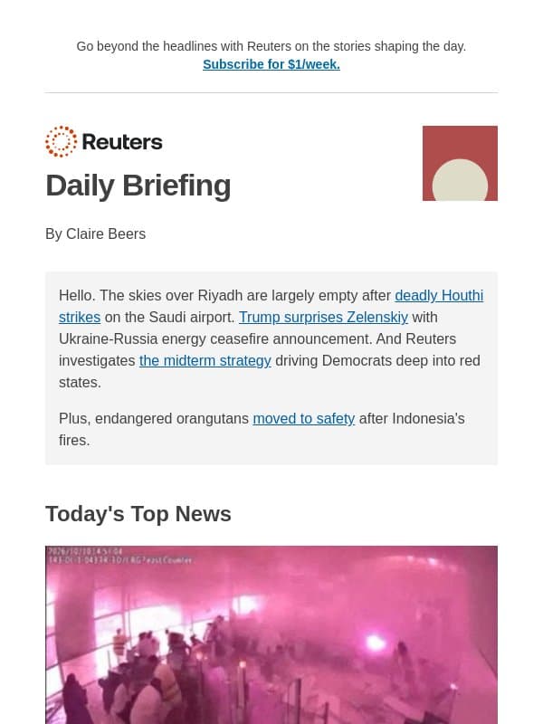 Houthi attacks empty Saudi skies email from Reuters
