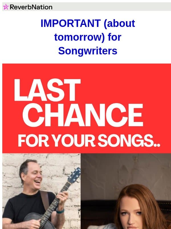 Important info for songwriters email from ReverbNation