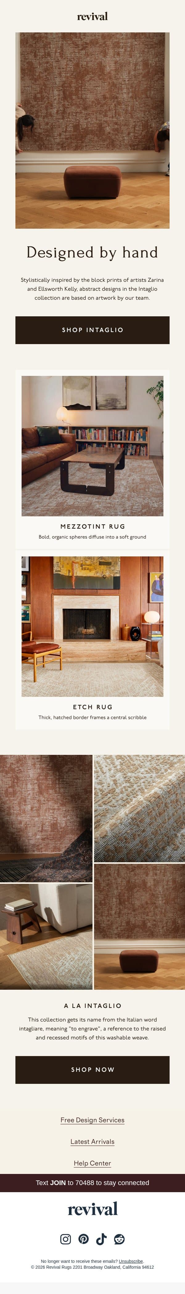 Washable works of art email from Revival Rug screenshot