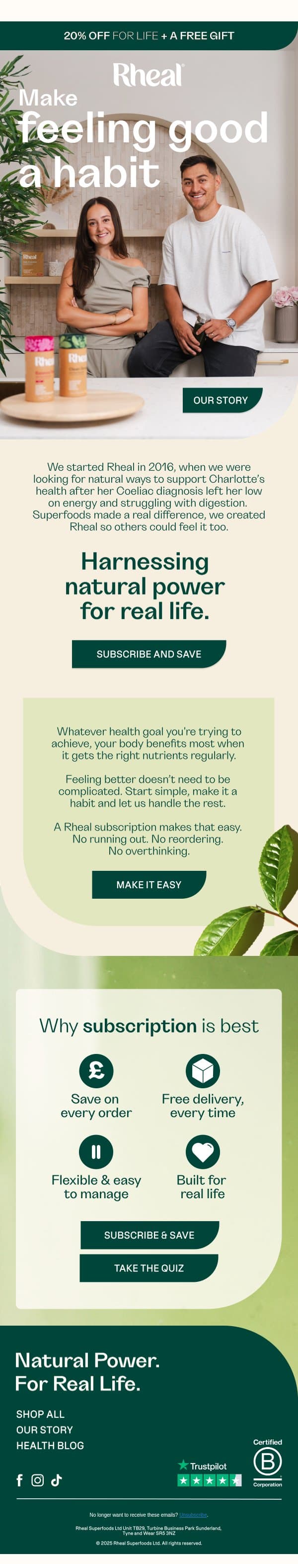 Make feeling good easy email from Rheal screenshot