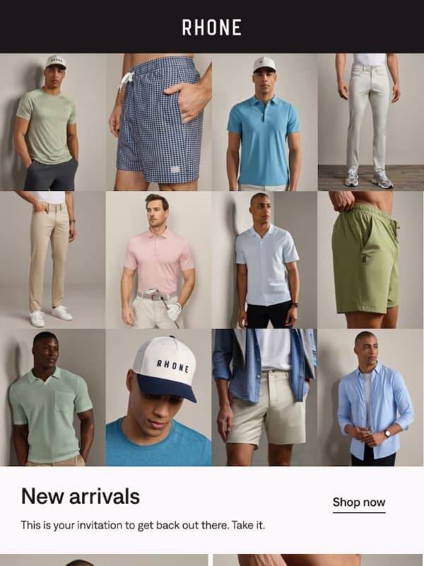 New arrivals email from Rhone